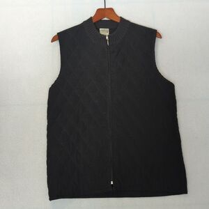 Allison Daley Vintage‎ Black Quilted Full Zip Vest L